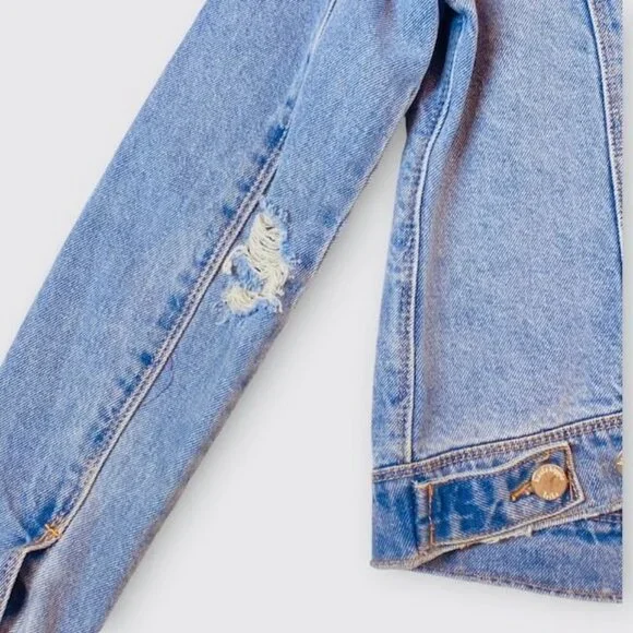 Haute Hippie Tribe Lottie Denim Jacket Blue, Size Small - Picture 9 of 12